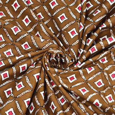 Regal Geometric Border Rust Brown Double Bedsheet Pure Cotton