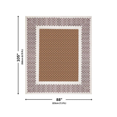 Regal Geometric Border Rust Brown Double Bedsheet Pure Cotton