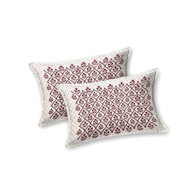 Regal Geometric Border Maroon Red Double Bedsheet Pure Cotton