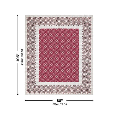 Regal Geometric Border Maroon Red Double Bedsheet Pure Cotton