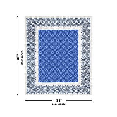 Regal Geometric Border Royal Blue Double Bedsheet Pure Cotton