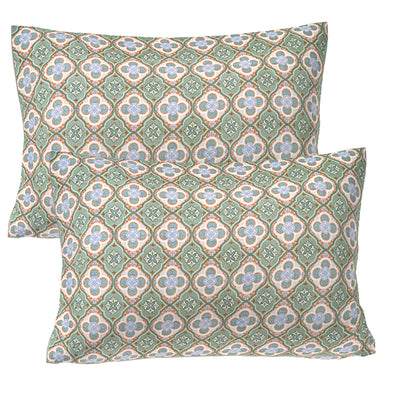 Azure Coastal Grid Double Bedsheet
