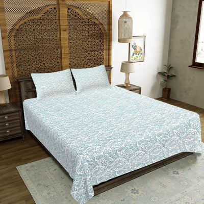 Menthol Ornate Chiffon Double Bedsheet