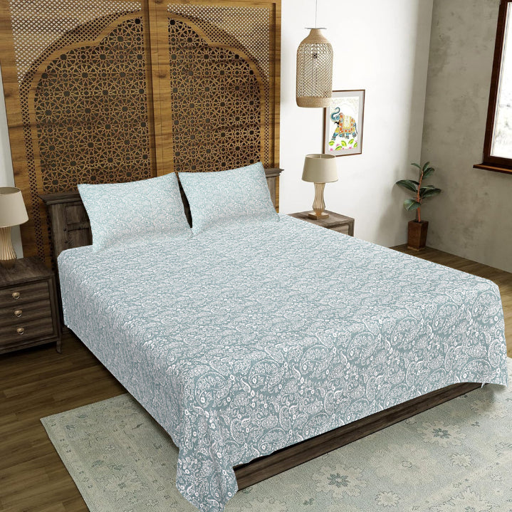Sky Tinted Arabesque Double Bedsheet