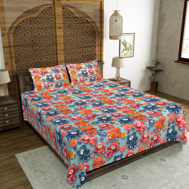Plush Forest Gathering Double Bedsheet