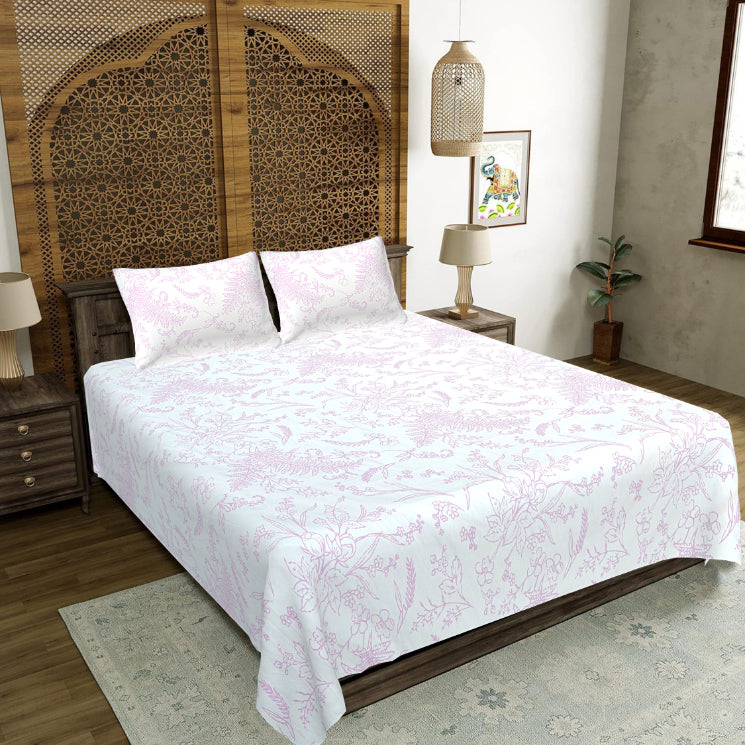 Lilac Frond Etching Double Bedsheet