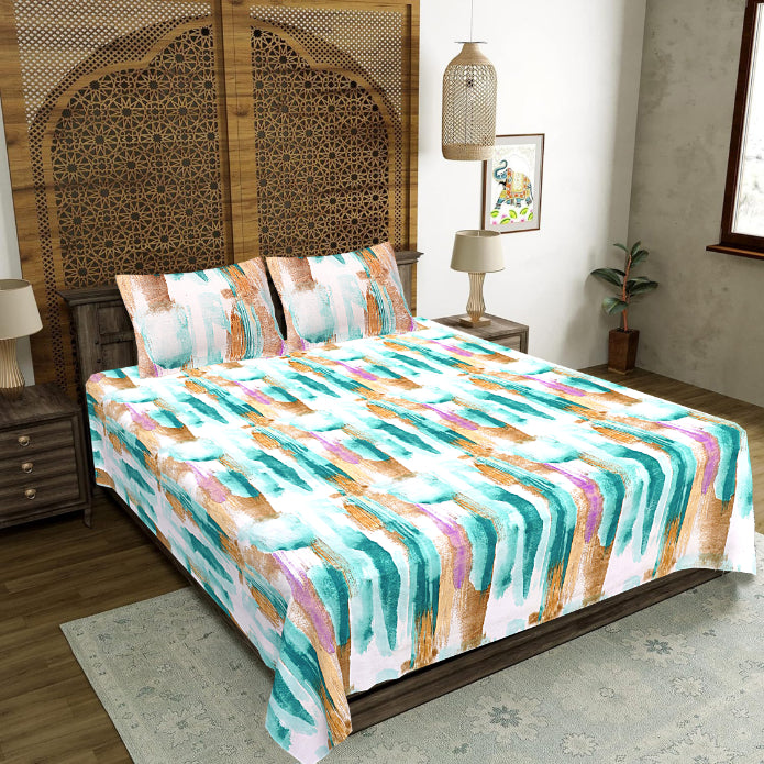Aquamarine Painted Vista Double Bedsheet