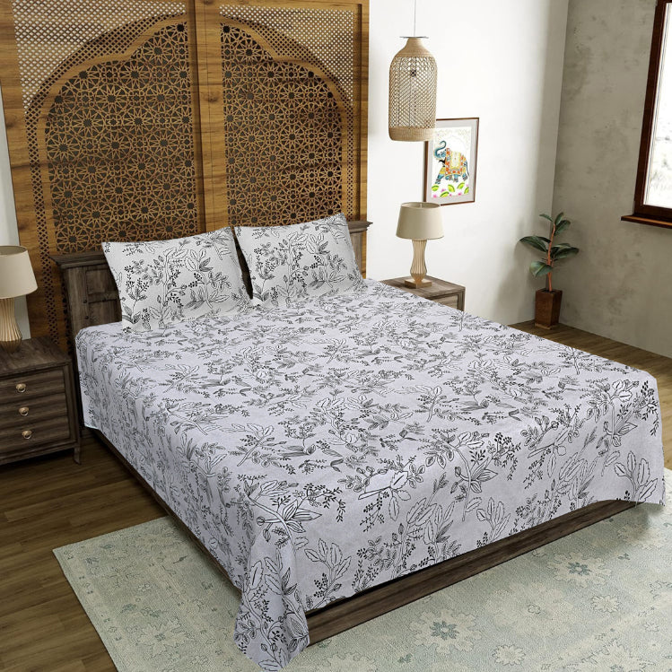 Ink Twilight Flora Double Bedsheet
