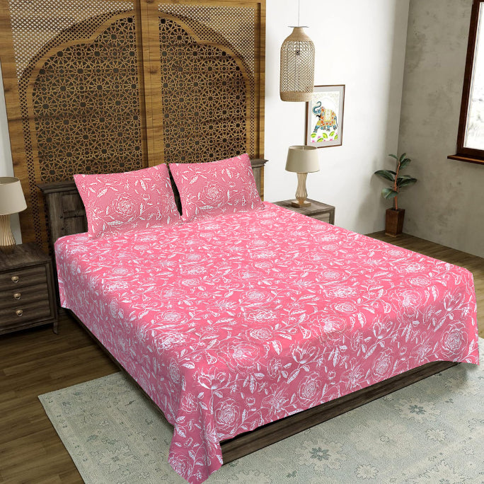 Neon Magenta Charcoal Double Bedsheet