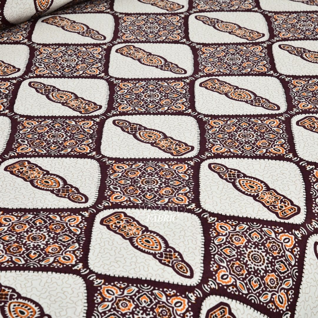 Earthy Brown Royal Jharokha Art Double Bedsheet