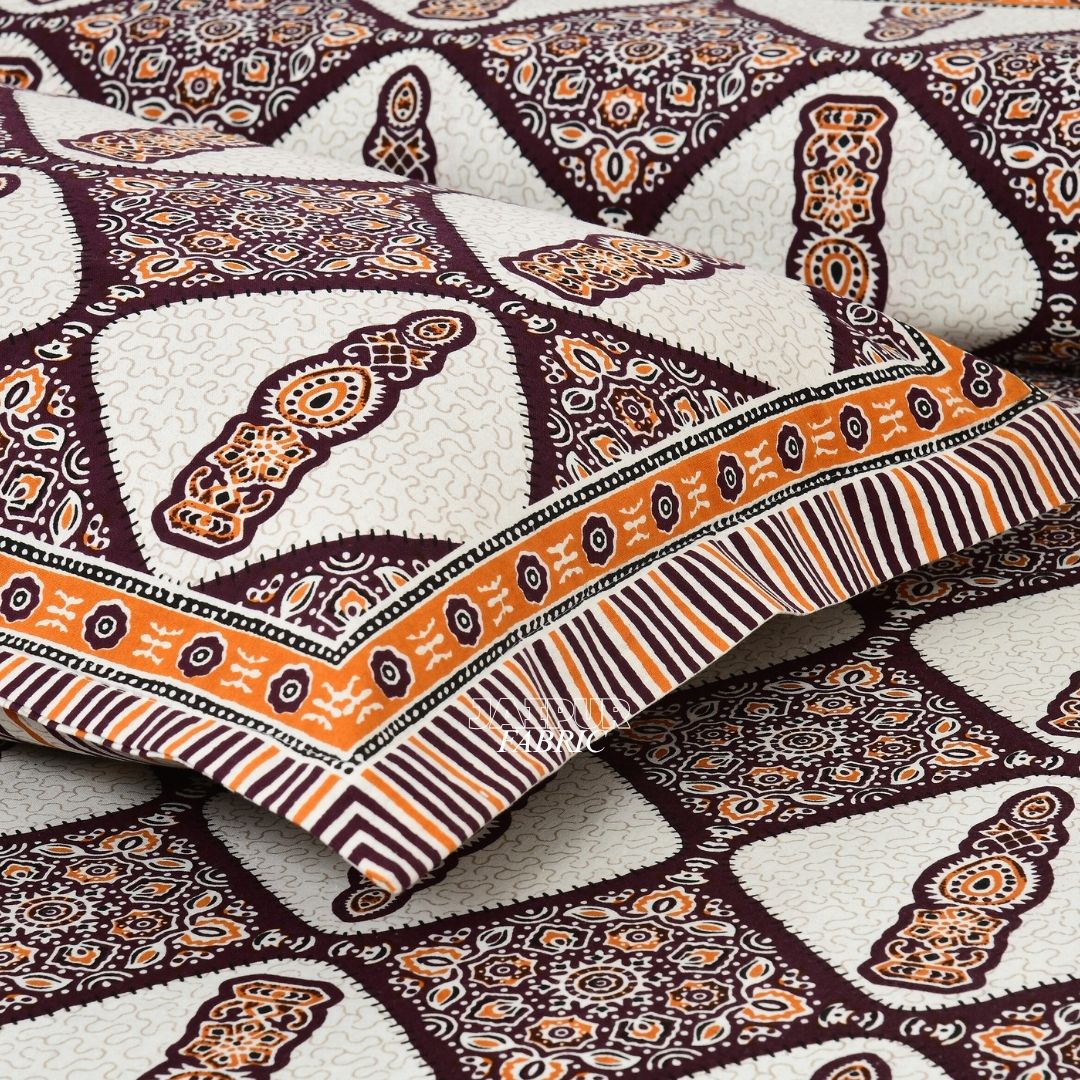 Earthy Brown Royal Jharokha Art Double Bedsheet