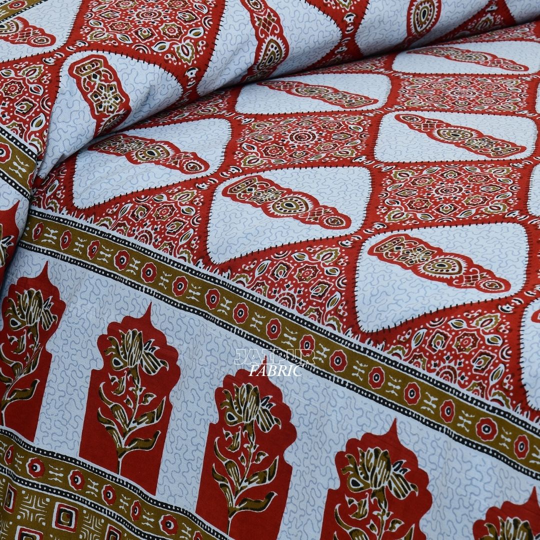 Sky Blue Royal Jharokha Art Double Bedsheet