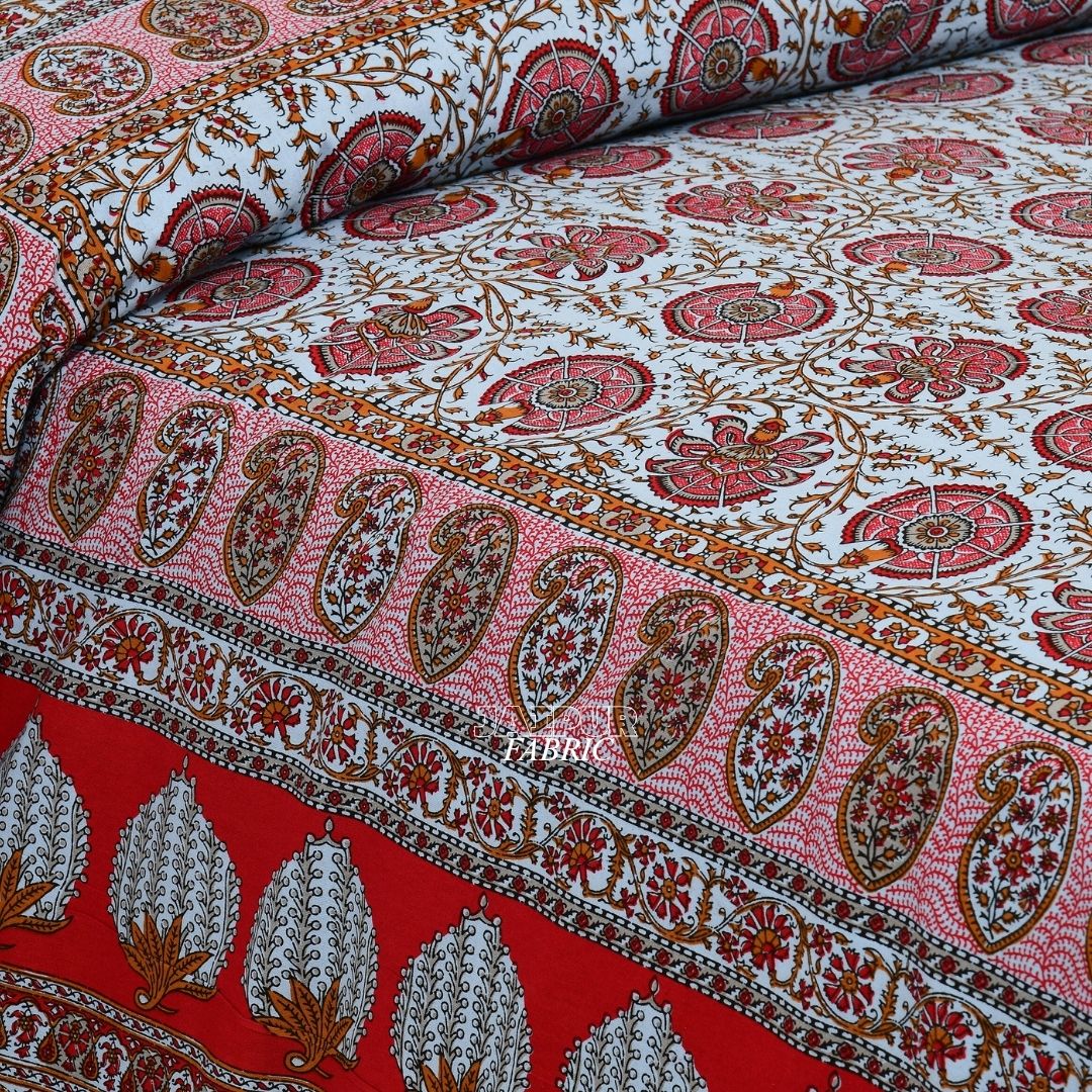 Crimson and Blue Royal Jaipuri Sanganeri Bagh Double Bedsheet