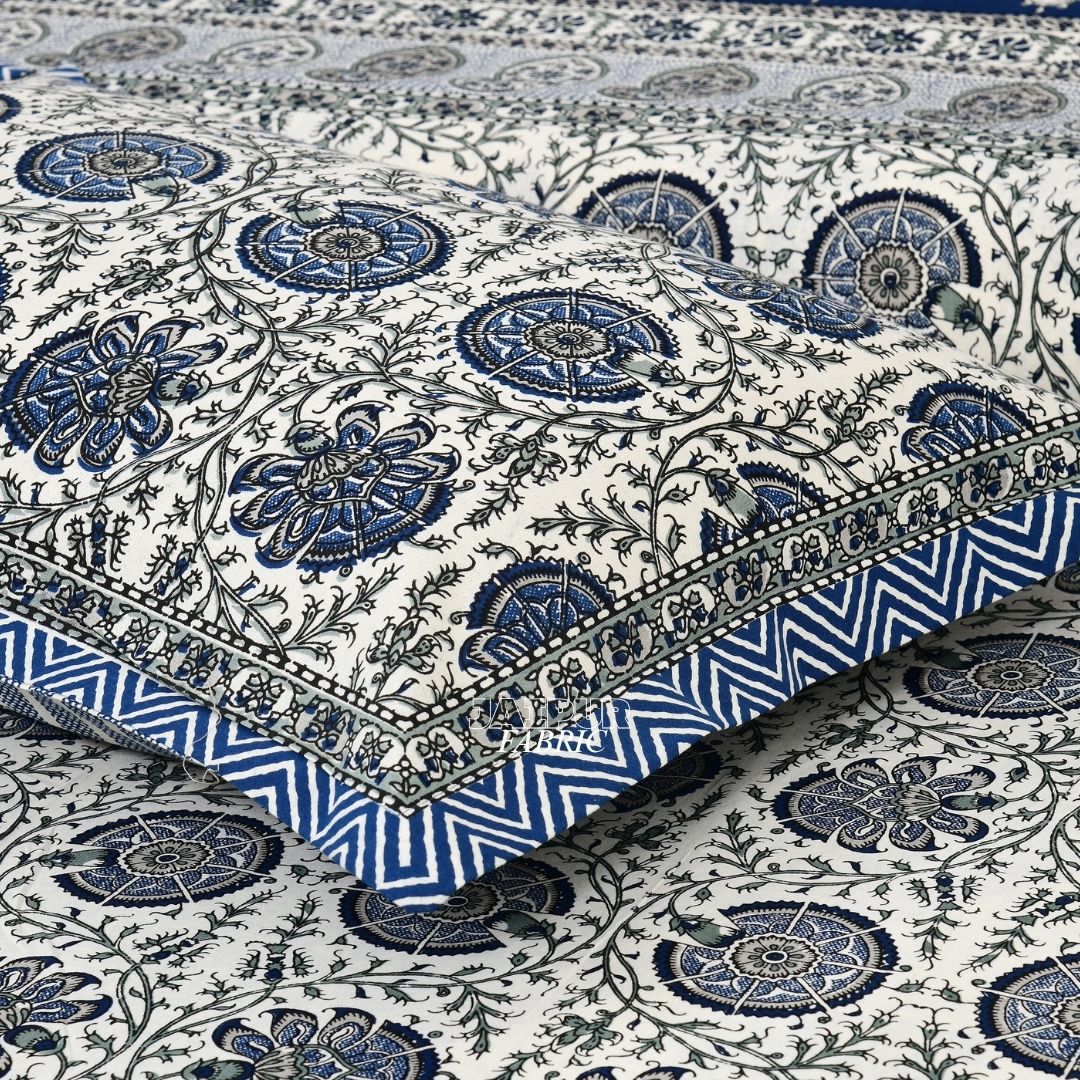 Classic Indigo Royal Jaipuri Sanganeri Bagh Double Bedsheet