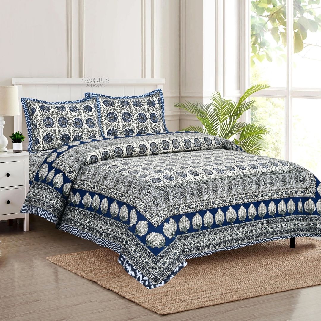 Classic Indigo Royal Jaipuri Sanganeri Bagh Double Bedsheet
