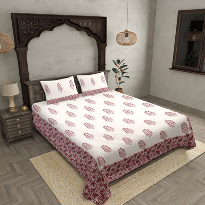 Purple Gamla Hand Block Print Double Bedsheet
