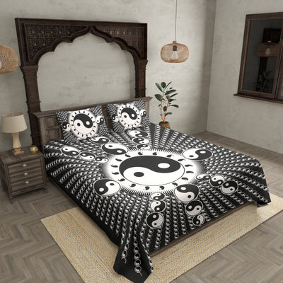 Black  Border Black  Base Doordarshan  Print Fine Cotton Double Bedsheet  With Pillow Cover