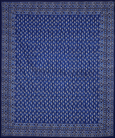 Double Bedsheet Blue Dabu Print
