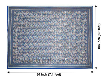 Brilliant Blue Gold Paisley Double Bedsheet
