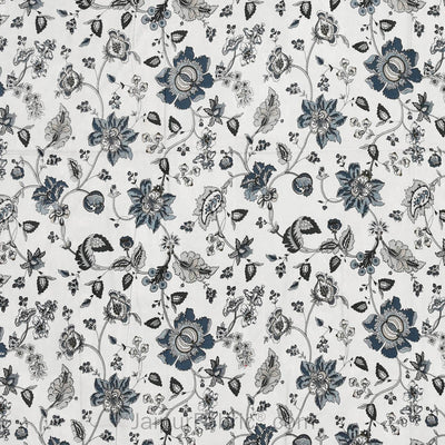 Pure Cotton 240 TC Double bedsheet in blueish floral pattern