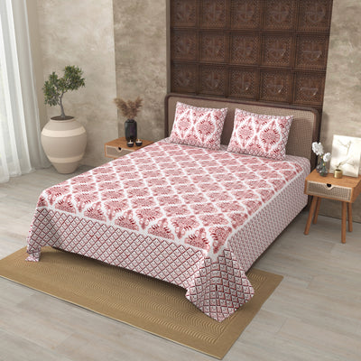Pure Cotton Chocolate Brown Color Zigzag Border Jaipuri Double Bedsheet