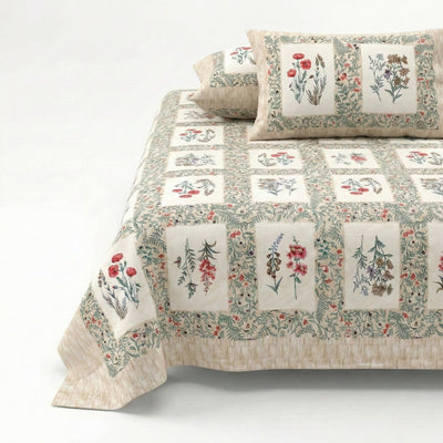 Pink Pot Grid Jaipur Fabric Double Bed Sheet