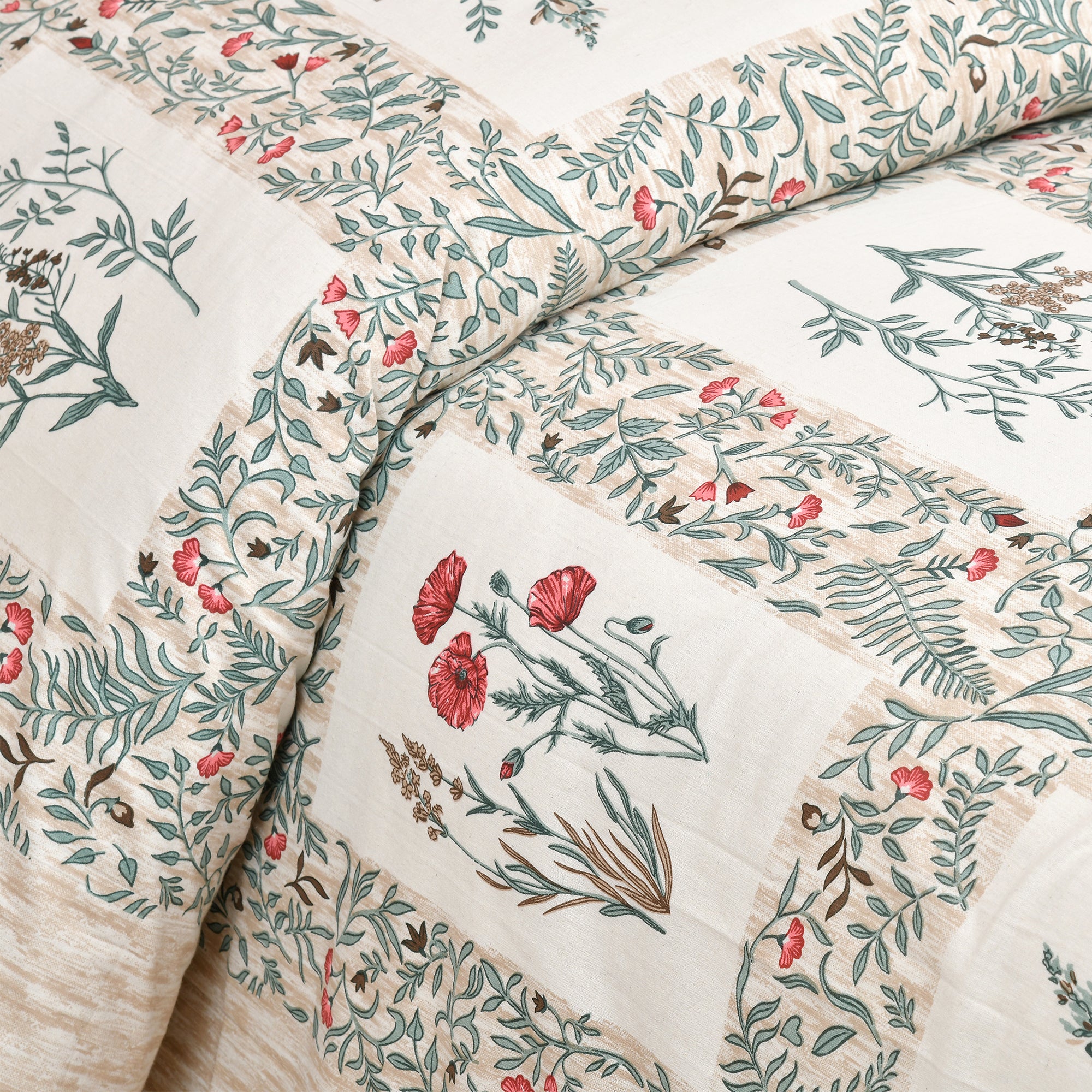 Pink Pot Grid Jaipur Fabric Double Bed Sheet