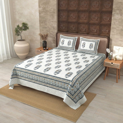 Blue Gamla Jaipur Fabric Double Bed Sheet