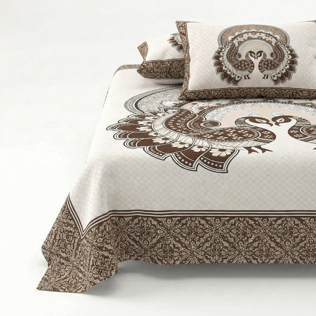 Royal Jaipur Fabric Mocha Pure Cotton Double BedSheet