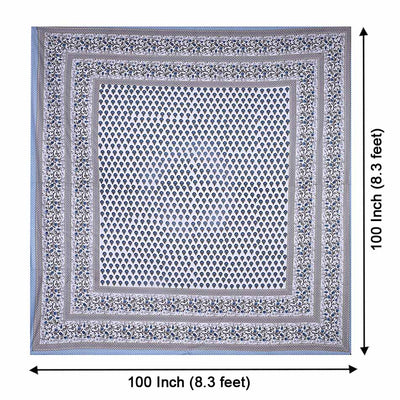 Multi Blue Floral Double Bedsheet with Two Pillow Cover