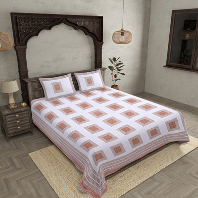 Double Bedsheet Brown Checks Cotton