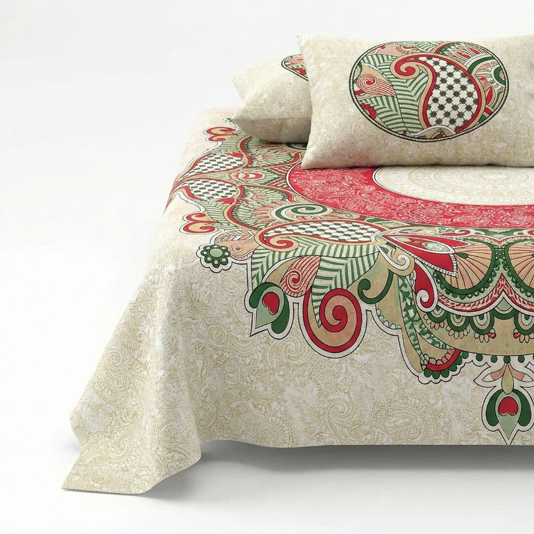 Cosmic Kolam Coral Pink Double Bedsheet