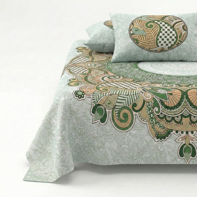 Cosmic Kolam Mint Green Double Bedsheet