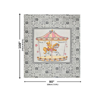 Magical Merry-go-round Pure Cotton Gray Double Bedsheet