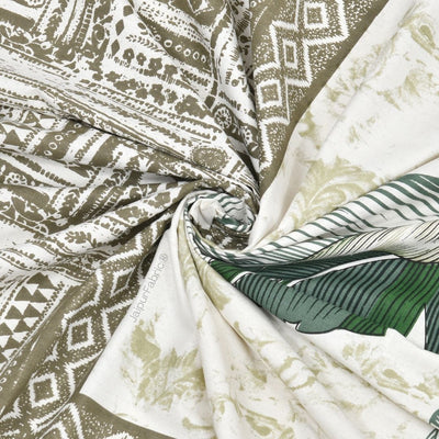 Tropical Bliss Green Pure Cotton Double Bedsheet