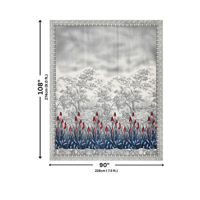 Blossom Sunset Gray Pure Cotton Double Bedsheet