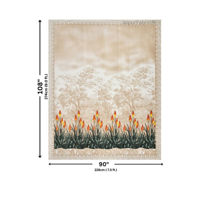 Blossom Sunset Beige Pure Cotton Double Bedsheet