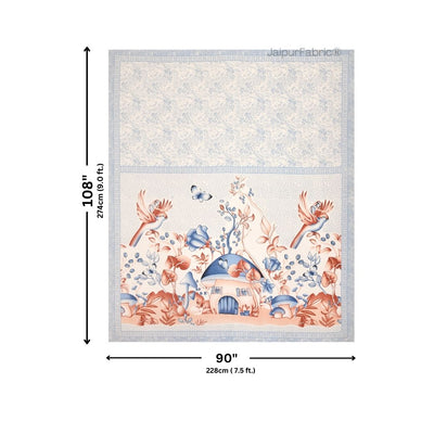 Dreamy Woodland Forest Blue Pure Cotton Double Bedsheet