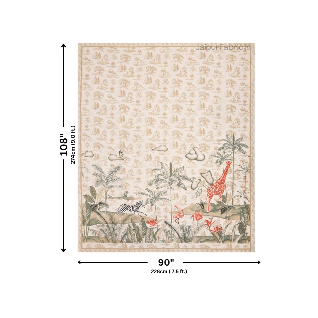 Jungle Adventure Peach Pure Cotton Double Bedsheet