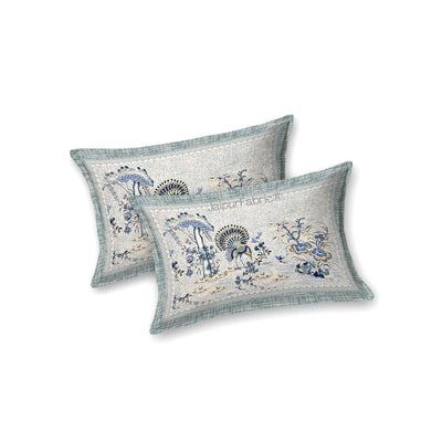 Peacock Paradise Blue Pure Cotton Double Bedsheet