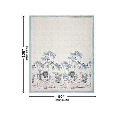 Peacock Paradise Blue Pure Cotton Double Bedsheet