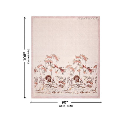 Peacock Paradise Rust Pure Cotton Double Bedsheet