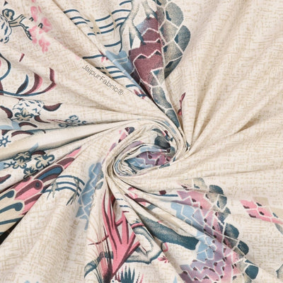 Peacock Paradise Blush Pure Cotton Double Bedsheet