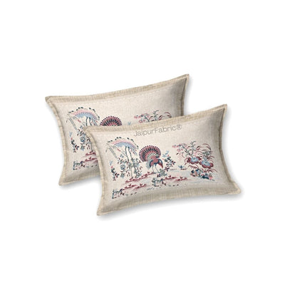 Peacock Paradise Blush Pure Cotton Double Bedsheet