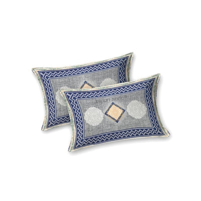 Rustic Grey Diamond Print Pure Cotton Double Bedsheet