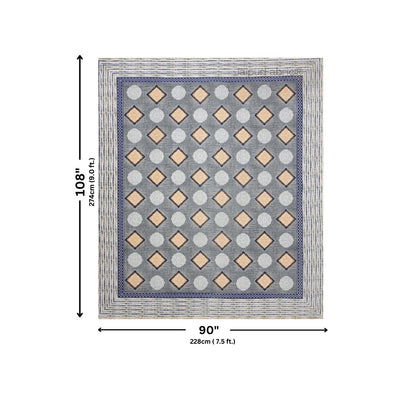 Rustic Grey Diamond Print Pure Cotton Double Bedsheet