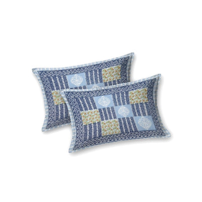 Fresh Blue Striped Check Pure Cotton Double Bedsheet