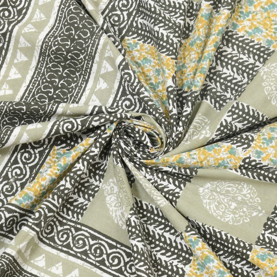 Vintage Green Striped Check Pure Cotton Double Bedsheet