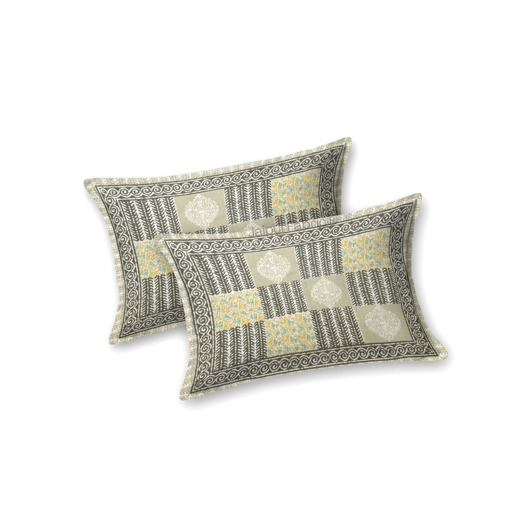 Vintage Green Striped Check Pure Cotton Double Bedsheet