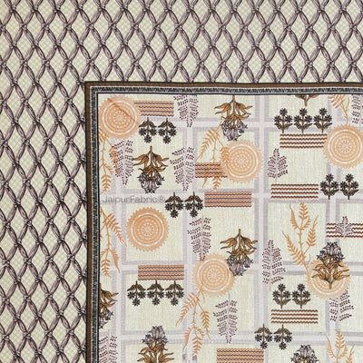 Soft Pastel Check Golden Brown Pure Cotton Double Bedsheet